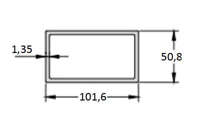 Tubo retangular 50x100
